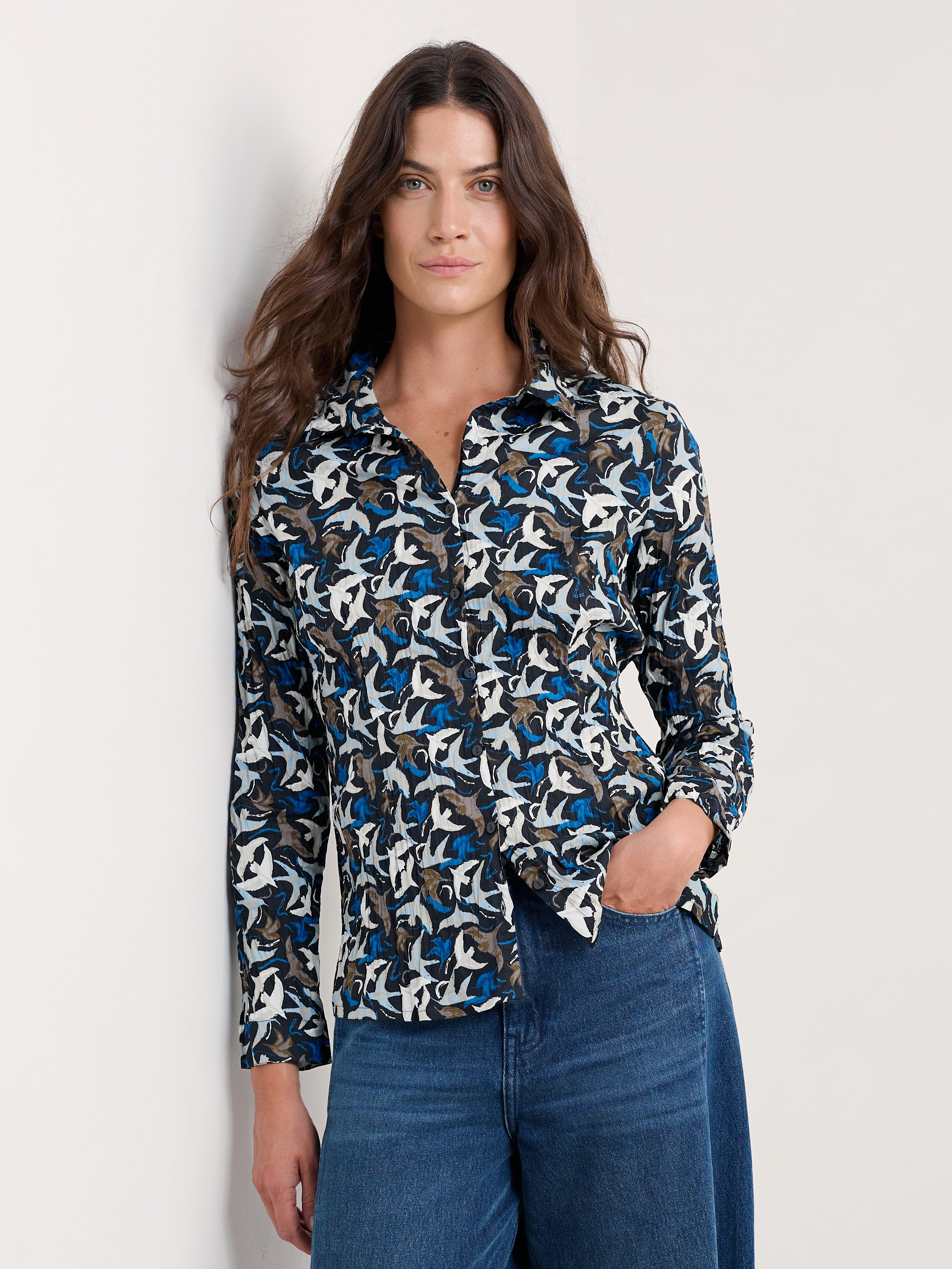 Larissa Bluse - Swooping Birds Onyx