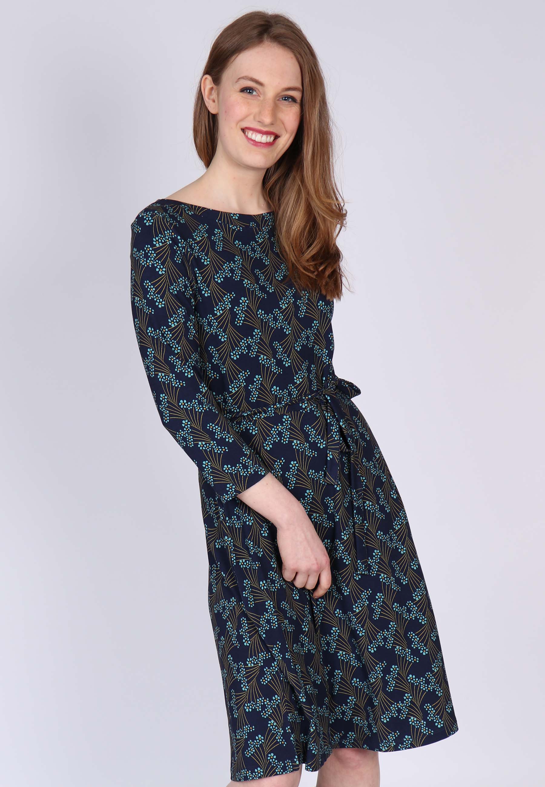Dress Charlette - Asian Flower - Navy