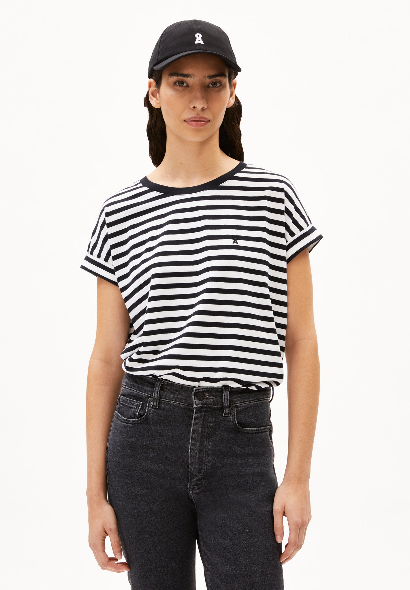Armedangels T-Shirt Idaara Stripes - White-Black