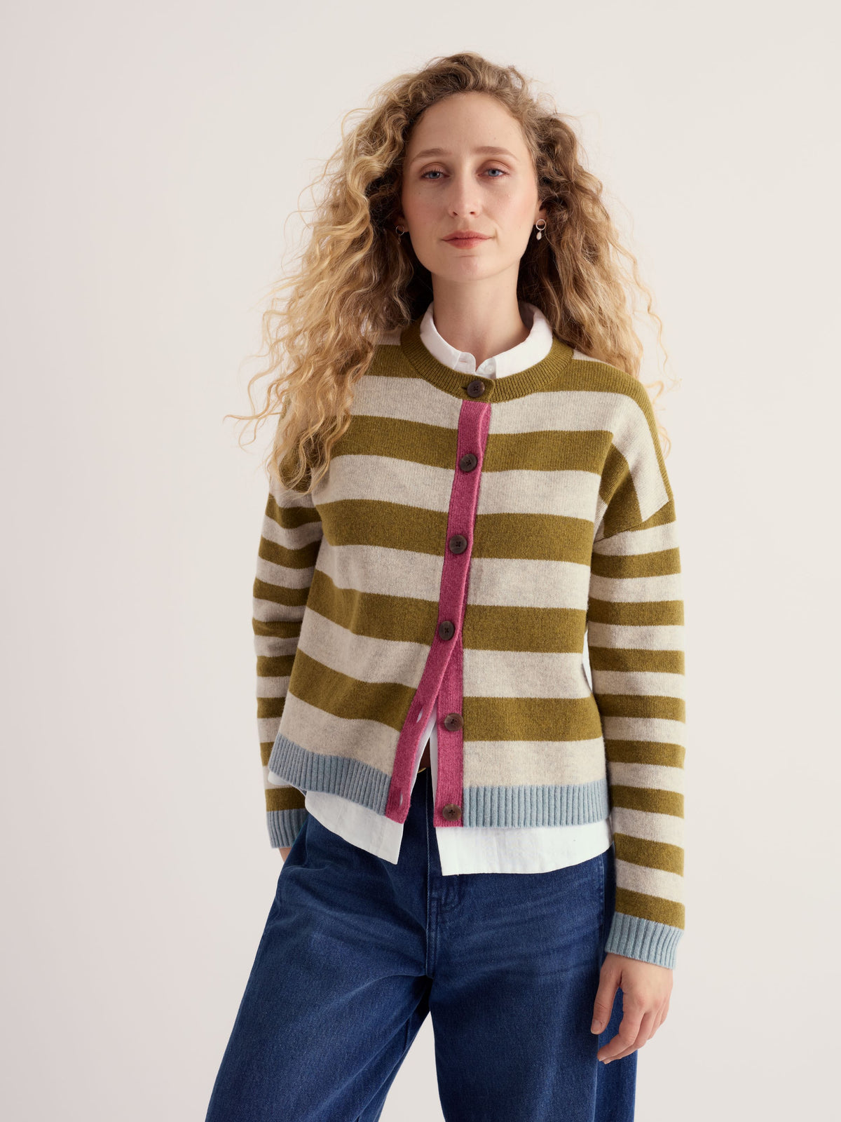 Seasalt Cornwall Pinwell Cardigan Bright Shape Fern Moss