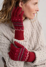 Sehr clevere Touchscreen-Handschuhe in Rot aus weichem Merino-Mix für Damen, halten die Hände warm und ermöglichen die Smartphone-Nutzung im Winter.