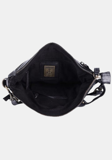 Geöffnete Tasche Isalie Harbour 2nd präsentiert aus gewaschenem Rindleder | charming cognac | handgefertigt | Innenansicht