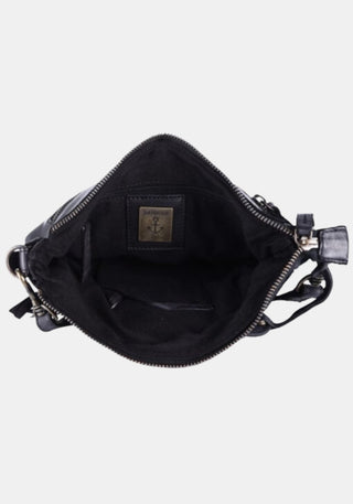 Geöffnete Tasche Isalie Harbour 2nd präsentiert aus gewaschenem Rindleder | charming cognac | handgefertigt | Innenansicht