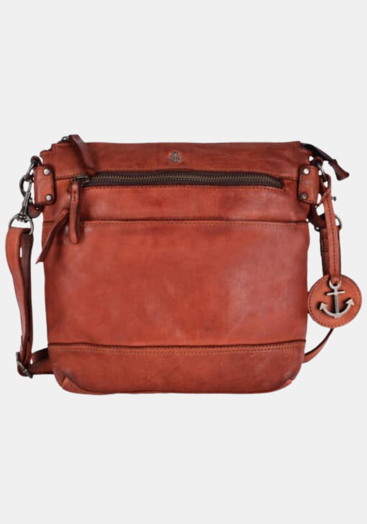 Umhängetasche Isalie Harbour 2nd präsentiert aus gewaschenem Rindleder | charming cognac | handgefertigt | Vorderansicht