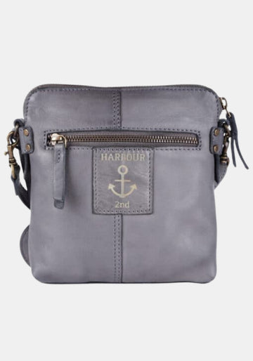 Umhängetäschchen Taliza Harbour 2nd gezeigt aus gewaschenem Leder – dolphin grey | handgefertigt | Linksprofil