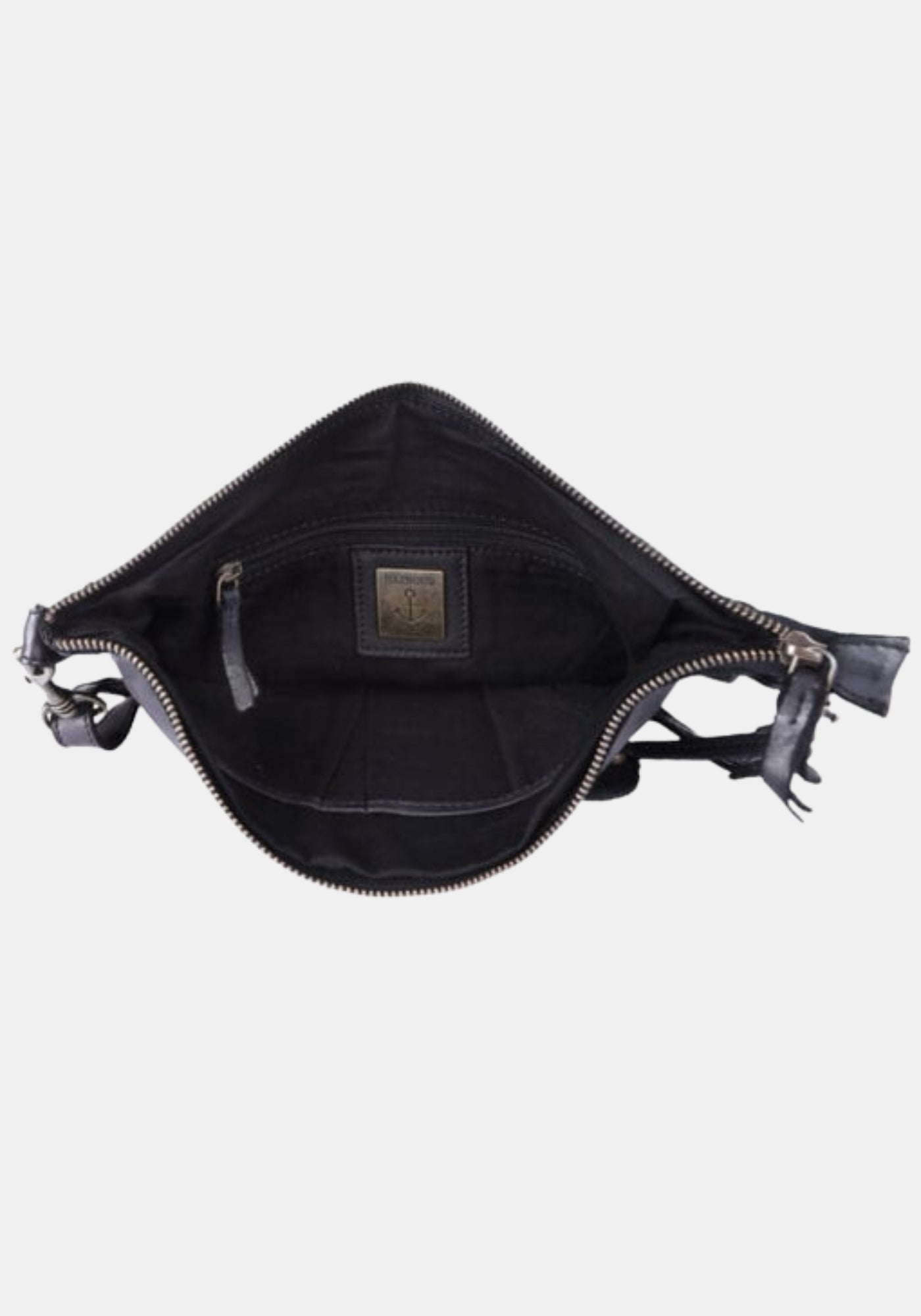 Innenansicht Schultertasche Vera Harbour 2nd – dark ash mit Textilfutter, Reißverschlussfach und zwei Steckfächern | Innenaufnahme