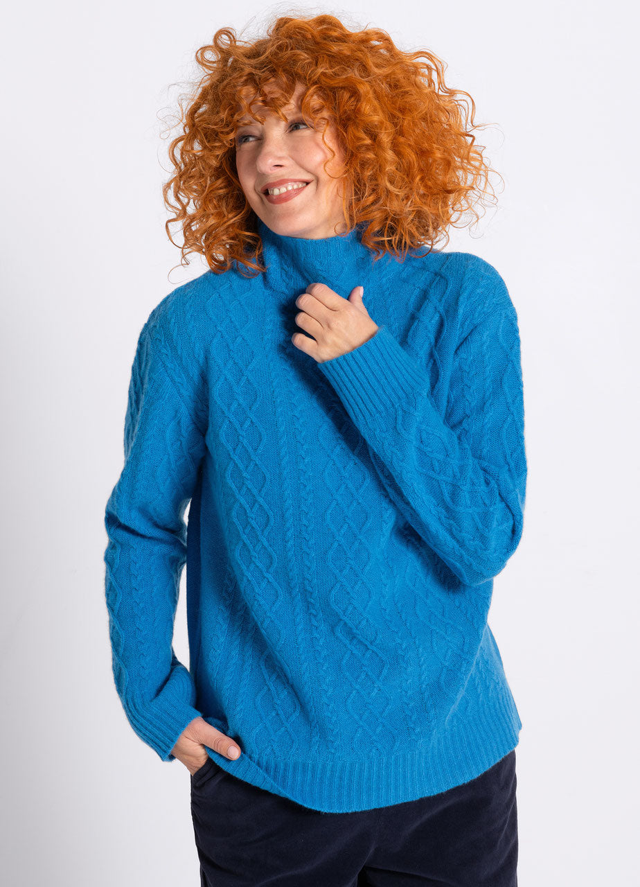 Mottled - knitted sweater - turquoise